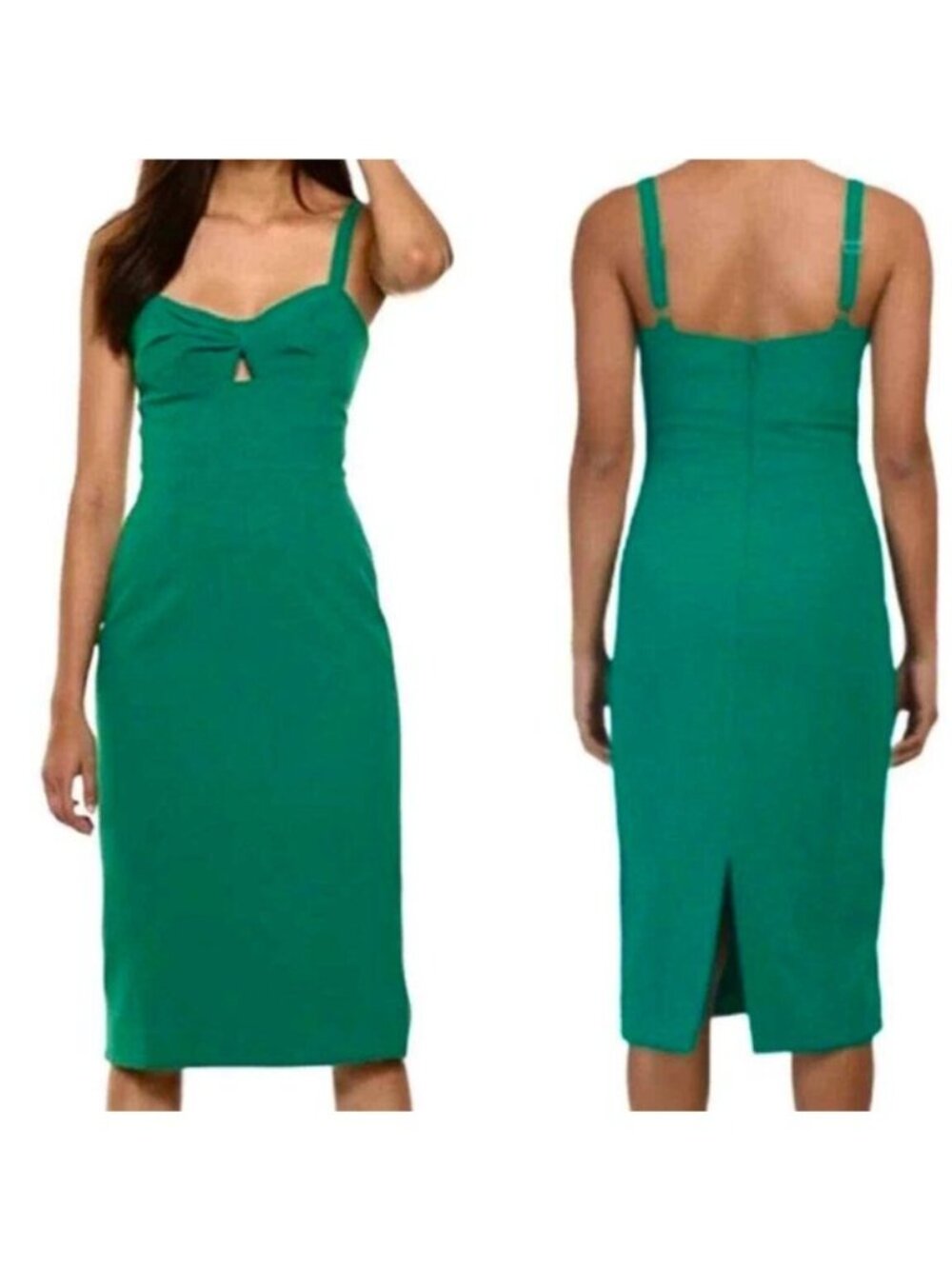 Dress The Population Eve Sweetheart Twist Front Sheath Dress In Jade Green
